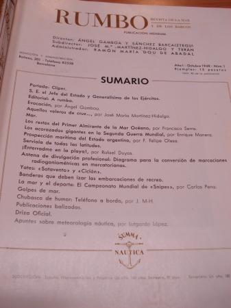 Revista RUMBO. Publicacin mensual. Revista del mar y de los barcos (67 nmeros). Nmeros 1 al 82. Aos 1948 a 1955. Faltan los nmeros: 9 - 16- 17- 18- 21- 31- 36 - 37 - 38 - 39 - 40 - 41- 42 - 74 - 76)