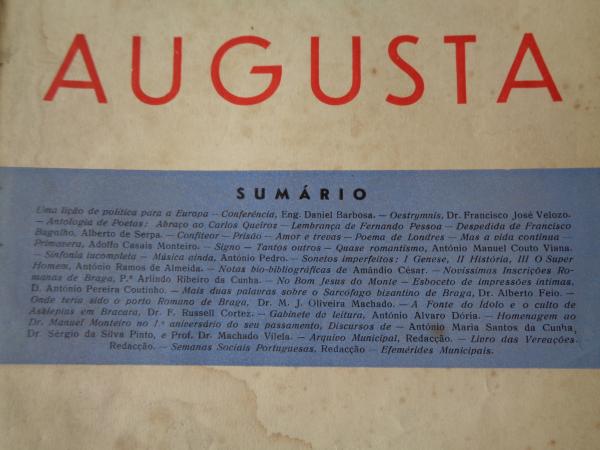 BRACARA AUGUSTA. Revista Cultural da Cmara Municipal de Braga. Agosto 1953. (Vol. IV - N 4 (25))