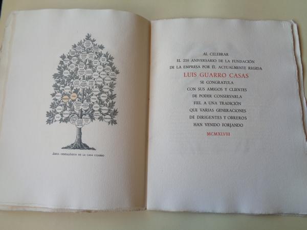 Luis Guarro Casas 1698-1948. Fascculo conmemorativo 25O Aniversario + Circular de la empresa. Una manufactura de papel del siglo XVII y sus precedentes