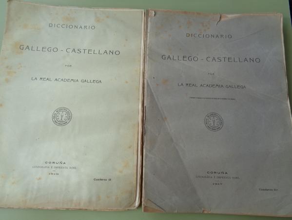 Diccionario Gallego-Castellano por la Real Academia Gallega. Corua, 1913-1928. 15 cadernos: nmeros 2-4-5-6-7-9-11-12-13-15-16-17-25-26-27