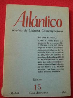 Ver os detalles de:  ATLNTICO. Revista de Cultura Contempornea. Nmero 15, 1960. Casa Americana - Madrid