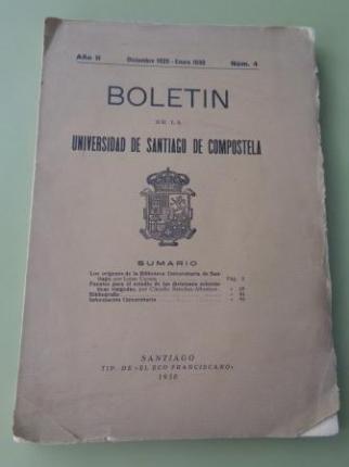 Boletn de la Universidad de Santiago de Compostela. Ao II. Diciembre 1929 - Enero 1930. Nmero 4 - Ver los detalles del producto